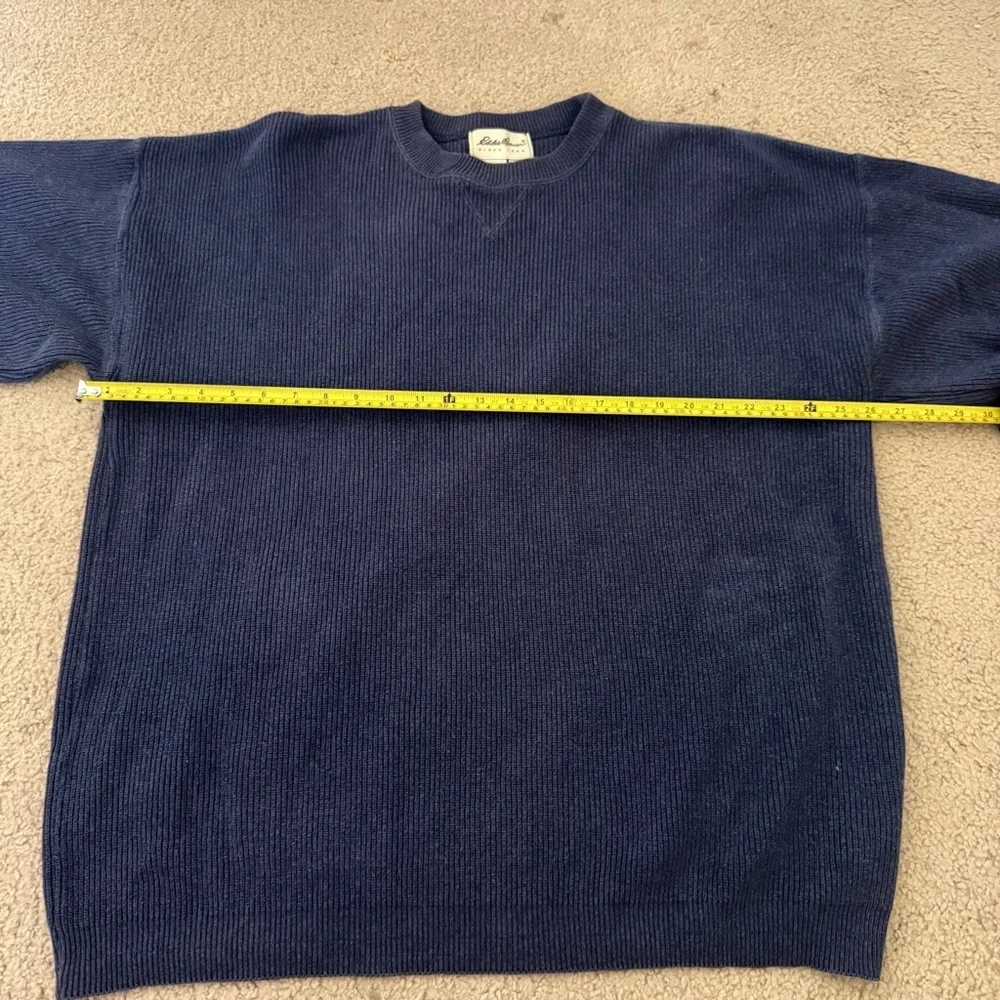 Eddie Bauer Navy Blue Cotton Knit Sweater XL Made in USA Oversized